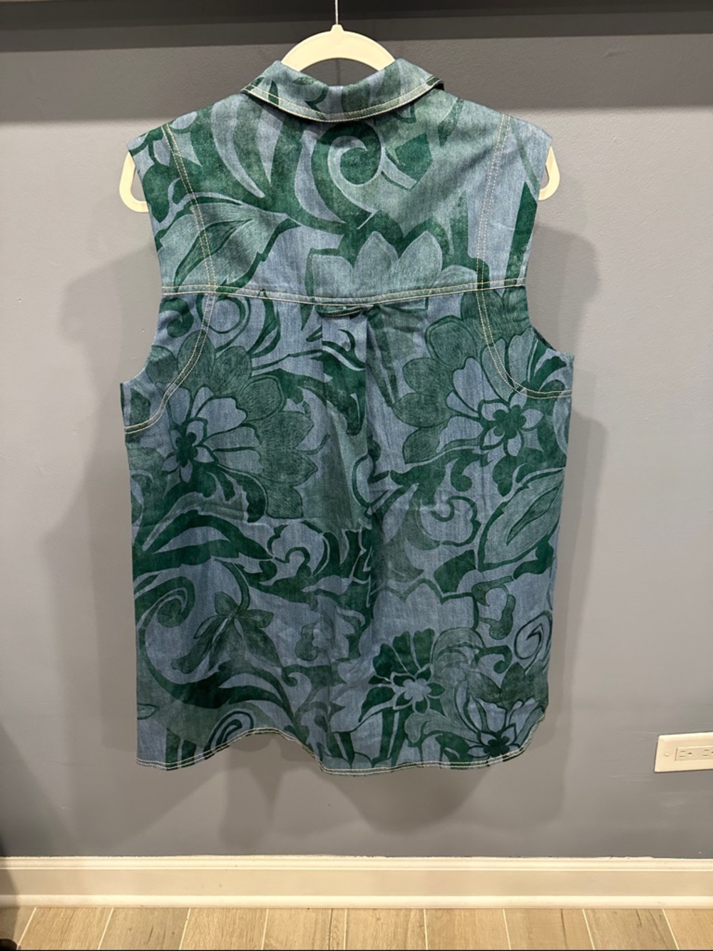 Anthropologie Pilcro Sleeveless Collared Denim Mini Dress Green Blue sz SP - Picture 8 of 12